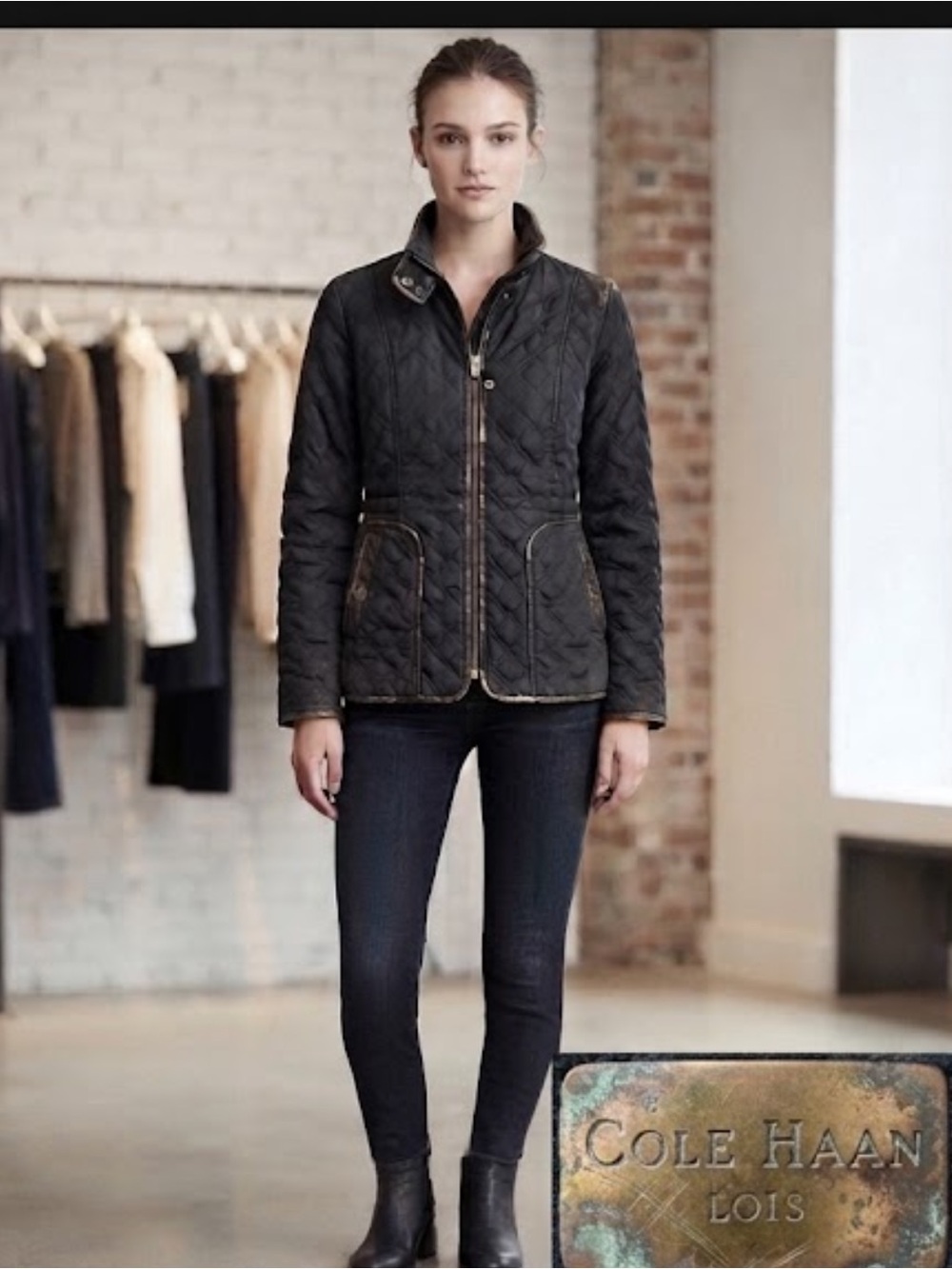 Cole Haas Classic black quilted jacket size small
